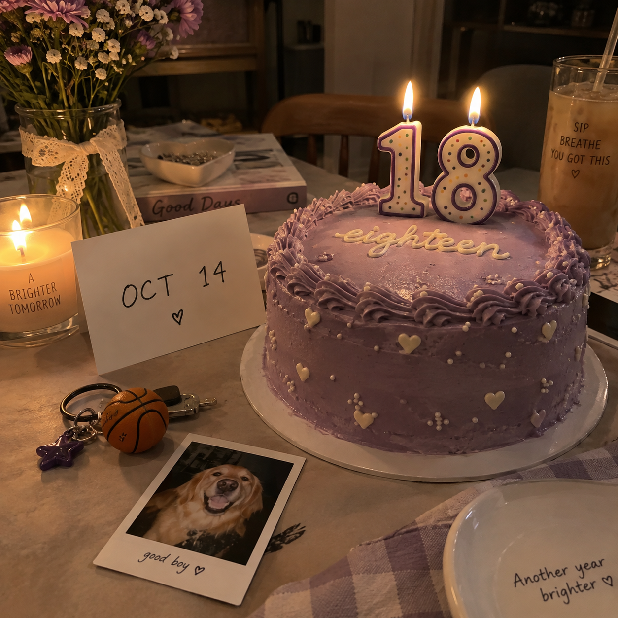 Birthday cake and date card